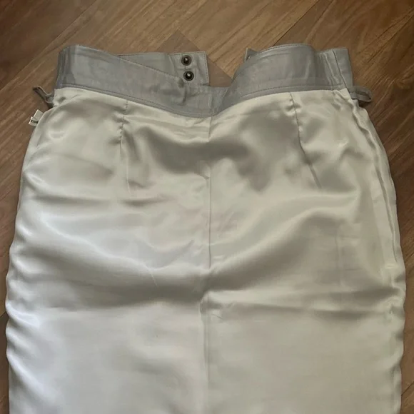 Vintage Roberto Fabris ParisGray Leather Straight Pencil Skirt Size 40